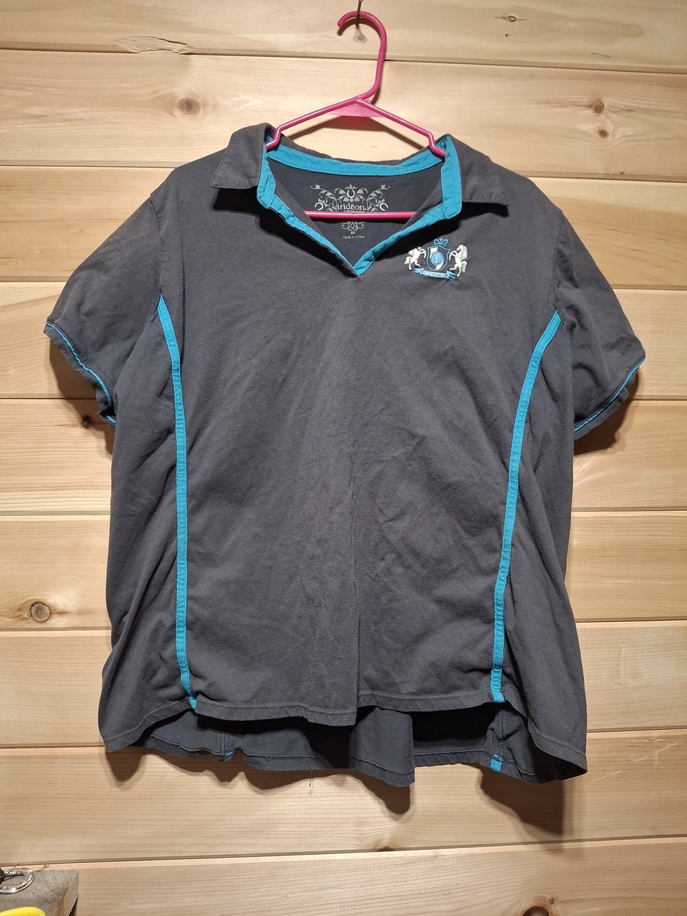Women’s Short Sleeve Polo Tee - Gray with Teal Trim